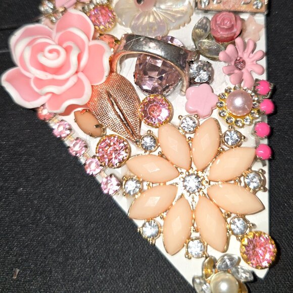 Wooden decorated Nevada Shaped Ornament created from Recycled Jewelry and items - Picture 2 of 5